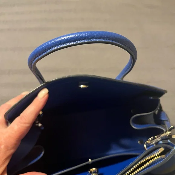 Kate Spade Blue and White Satchel with Leather Trim - Picture 3 of 3